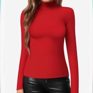 MANGOPOP Women's Mock Turtle Neck Slim Fit Long Sleeve T Shirt Tight Tops Tee